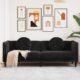 Willood Sofa mit Kissen 3-Sitzer Schwarz Samt, Polstersofa Loungesofa Couch für Wohnzimmer, Designsofa Wohnzimmersofa Sitzmöbel, Modern