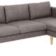 AC Design Furniture Milla 2-Sitzer Sofa mit Chaise Longue Modul in Hellgrau-braun, Kleines Ecksofa für 2 Personen, Couch mit Armlehnen in L-Form, Sofa im Retro Stil, B: 201 x H: 84 x T: 132 cm