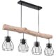 Globo Design Decken Hänge Leuchte Holz Balken Pendel Spot Ess Zimmer Retro Gitter Lampe 15326-4N