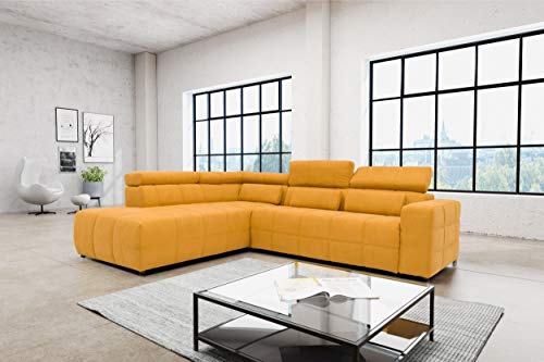 DOMO. collection Ecksofa Brandon, Sofa mit Rückenfunktion in L-Form, Polsterecke, Eckgarnitur 275 x 228 x 98 cm (BxTxH), gelb