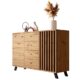 Newroom Kommode Wildeiche Anthrazit Sideboard Modern Vintage - 118x85x40 cm (BxHxT) - Highboard Anrichte - [Barea.one] Wohnzimmer Schlafzimmer Flur Esszimmer