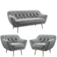 MKS MEBLE Sofa Grau - Moderne Sofa Set 3+1+1 - Skandinavische Deko Polstersofa - Pirs Zwei Sessles und Loungesofa - Fünf Personen Grau