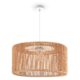 Paco Home Hängelampe Bambus Wohnzimmer Pendelleuchte Rattan Esstisch Esszimmer Lampe E27 Hängeleuchte Papier Boho, Farbe:Natur (Ø40cm), Leuchtenart___Farbe:Pendelleuchte - Weiß