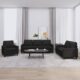 SECOLI Sofa Set 3 2 1 Wohnzimmer Sofas Set 3 Sitzer + 2 Sitzer+ Sessel Sofagarnituren Sofa Wohnzimmer Sofas & couches 3 2 1 set-Schwarz-Kunstleder-3-tlg