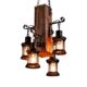 Retro Pendelleuchte Industrielle Loft Bar Hängeleuchte 4 Lichter,JOJOM Kreativ Persönlichkeit Wohnzimmer Esszimmer Schlafzimmer Studie Kronleuchter Vintage Antik Metall Glas Holz Dekorativer Hängelamp