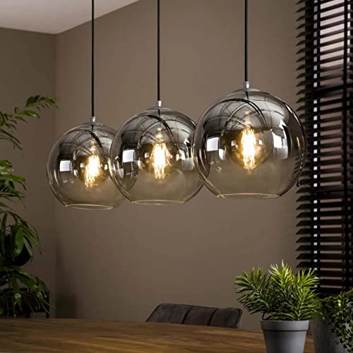 famlights Retro Pendellampe Selina für Esstisch/Hängeleuchte rustikal/Vintage Pendelleuchte/Esszimmerlampe industrial/Dimmbar 3- flammige Hängelampe Glas/Deckenleuchte/Pendelleuchte E27