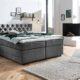 Belanoti ® Lara Boxspringbett 180x200 mit 4 Schubladen Stauraum Bett 180x200 mit Bettkasten in der Farbe Dunkelgrau H2/H3 Chesterfield Kopfteil 7-Zonen Taschenfederkern Matratze inkl. Visco Topper