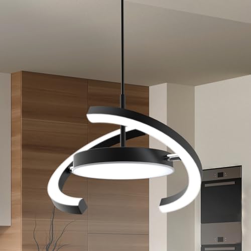 LED Hängeleuchte Esstisch Pendelleuchte, schwarz Dimmbar mit Fernbedienung Pendellampe 3000-6000K Höhenverstellbar Saturnring-Design für Esszimmer, Wohnzimmer, Kücheninsel, Schlafzimmer, Foyer