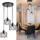 Depuley Hängelampe Vintage 3 Flammige LED, Retro Pendelleuchte mit E27 Fassung Schwarz, Hängeleuchte Industrial Design, Verstellbare Pendellampe für Esszimmer, Schlafzimmer, Glühbirne nicht enthalten