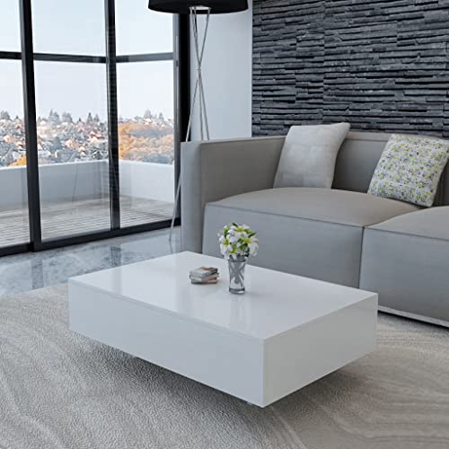 homiuse Couchtisch Hochglanz Weiß 85x55x31 cm Beistelltisch Rechteckiger Tisch Couch Tischchen Wohnzimmer Endtische füR Wohnzimmer Schlafzimmer Oder Balkon Modern Style Praktisch Und Schön MDF