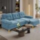 MEROUS Ecksofa - Chenille Sofa Polsterecke Couch in L-Form - Waschbare Kissen - Chaiselongue beidseitig montierbar - 210cm Breit Eckcouch Klein mit 3 Sitzer für Wohnungen/Wohnzimmer - Hellblau