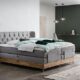 Belanoti EON Boxspringbett 180x200 elektrisch verstellbar 7-Zonen Taschenfederkern Matratze inkl Visco Topper Bett 180x200 mit Motor in der Farbe Hellgrau H2/H3 Polsterbett Motorbett mit Massivholz