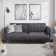 Yaheetech 3-Sitzer Sofa 3-in-1 Schlafsofa Couch, mit Schlaffunktion, Polstersofa Ecksofa Stoffsofa Loungesofa, Dunkelgrau, 207 × 87 × 83 cm, in 2 Pakete