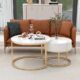 Moimhear Wohnzimmer Tische, Kaffeetische, Nesting Couchtisch Hochglanz Marmormuster 2er Set runde Couchtische Runder Nested Beistelltisch (Weiß)