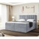 MEBLINI Boxspringbett mit Bettkasten - Gepolstert Doppelbett mit Matratze und Topper - Polsterbett mit Stauraum - Bett mit Kopfteil - Stauraumbett - LUKAS - 180x200 - H3/Grau Samt