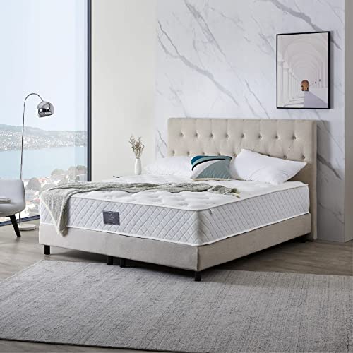 De RUCCI Boxspringbett Modell 211 mit Taschenfederkernmatratze, Bestes Preis-Leistungsverhältnis, DREI Farben und 4 Maße wählbar, einfache Montage (180 x 200 cm, Beige)