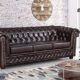 Edles Chesterfield Sofa 3 Sitzer in Kunstleder Vintage braun Couch Polstersofa