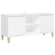 vidaXL TV Schrank mit Massivholz-Beinen Lowboard Sideboard Fernsehschrank Fernsehtisch TV Möbel Tisch Board HiFi-Schrank Weiß 103,5x35x50cm