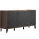 trendteam smart living - Montez - Sideboard - Grau/Eiche - Highboard mit 2 Türen und 3 Schubladen - Fronten mit dekorativer Fräsung - (BxHxT) 183 x 76 x 40 cm - mit extravaganten Metallfüßen