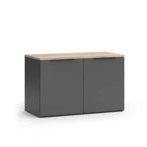 Vicco Sideboard Wido, Anthrazit/Sonoma, 80 x 50 cm mit 2 Türen