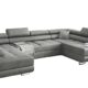 Ecksofa MIAMI U eckcouch mit schlaffunktion und bettkasten, U Form Couch, Eckcouch mit schlaffunktion, Ecksofa mit Bettkasten, wohnlandschaft xxl, 338 x 203 cm (Hochwertiger Stoff) (Grau)