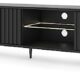 Selsey TV Schrank Board Sideboard Fernsehtisch Fernsehschrank Mit Lamellen Und LED Beleuchtung 175 cm Schwarze Beine Schwarz Bello