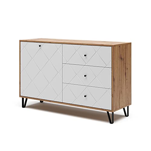 Vicco Sideboard Nizza, Artisan-Eiche/Weiß, 128 x 78 cm