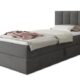 Boxspringbett Star Mini mit Bettkasten, Bonell-Matratze und Topper - Einzelbett mit Matratzentopper, Polsterbett, Bett, Schlafzimmer, Jugendzimmer (Dunkelgrau (Kronos 22), 120 x 200 cm)