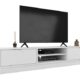 Mirjan24 TV Schrank Vinxor 2K, Fernsehschrank, TV Lowboard mit 2 Ablagefächer und 2 Schrankfächer, Aluminiumgriffe, Fernsehtisch, TV Tisch, Unterschrank, TV Board, TV Bank (Weiß)