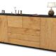 Stil.Zeit Sideboard Eliana, Korpus anthrazit matt, Front Holz-Design Eiche (180x79x35cm) Push-to-Open Technik & Leichtlaufschienen