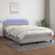 IKAYAA Boxspringbett mit Matratze & LED Boxspringbett 140x200 mit matratze Bett 140x200 mit matratze und lattenrost Polsterbett 140x200 cm mit Matratze Bett mit Kopfteil Stoff-Hellgrau-140 x 200 cm-2