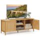 COSTWAY TV-Schrank Rattan, Lowboard mit 2 Türen und offenen Regalen, TV Ständer für Fernseher bis 55 Zoll, Fernsehtisch, Fernsehschrank für Wohnzimmer, Schlafzimmer, 120 x 40 x 48 cm