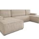 Wohnlandschaft mit Schlaffunktion Totti - U-Form Couch, Schlafsofa mit Bettkasten, Couchgranitur mit Bettfunktion, Big Sofa, Cord Stoff, Wohnzimmer (Beige (Poso 100))