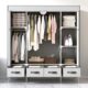 Anmas Power Kleiderschrank,Schlafzimmer Stoffschrank,Kleiderstander mit Schubladen,Faltbar Garderobe mit 2 Kleiderstange 150 x 45 x 170 cm （Grayish-White）