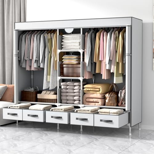 Anmas Power Kleiderschrank 185 x 45 x 175 cm (Grey-White)