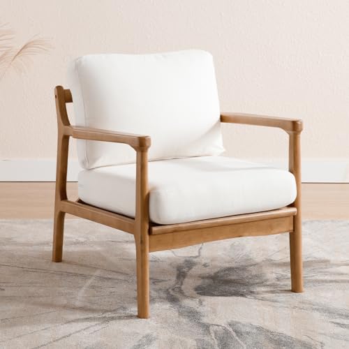 chairus Leinen Ohrensessel für Wohnzimmer Polsterstuhl Loungesessel Lehnsessel mit Massivholzrahmen Relaxsessel für Wohnzimmer (Beige)