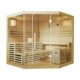 Artsauna Saunakabine Espoo 200 Premium mit Harvia Ofen — 5 Personen — Hemlock Holz, Glasfront und LED Licht — Inkl. Thermometer & Sanduhr —Komplett Set