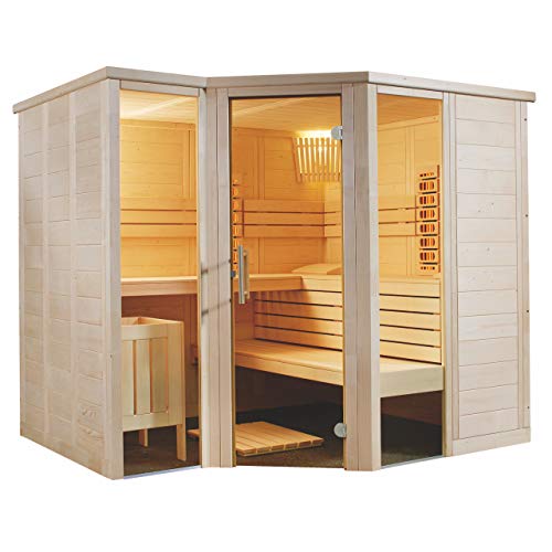 Sentiotec Arktis Infra+ Massivsauna Saunakabine Inkl. 2 Vollspektrumstrahler 234x206x204 cm