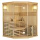 Artsauna Saunakabine Espoo150 Premium mit Harvia Ofen — 3 Personen — Hemlock Holz, Glasfront und LED Licht — Inkl. Thermometer & Sanduhr —Komplett Set