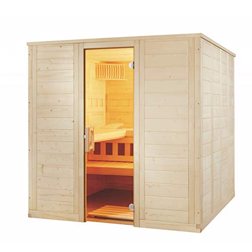 Sentiotec Wellfun Large Massivsauna aus Fichte Saunakabine ca. 206x206x204 cm