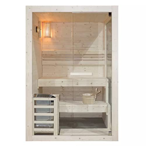 HORI® Moderne Sauna Heimsauna inkl. Saunaofen & Saunasteinen | 3,6 kW Ofen I 2 Personen