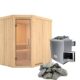 HORI® Traditionelle Sauna Ecksauna mit Ofen | 9,0 kW Finnish + ext. Strg I 231 x 196 cm - Mikkel