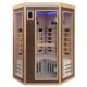 Dewello® Infrarotsauna Infrarotkabine Montreal 120x120 1-2 Person inkl. Vollspektrumstrahler, LED-Farblicht aus Hemlock Tannenholz & Walnuss-Holz, Bluetooth, FM,MP3,USB