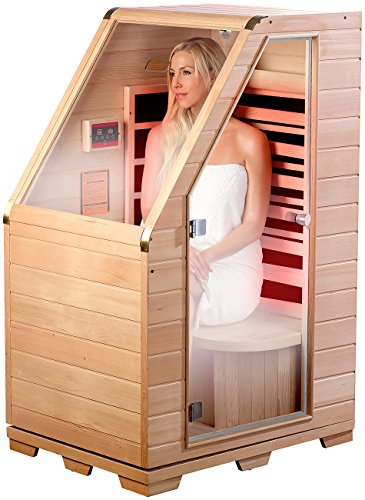 newgen medicals Infrarotkabine: Kompakte Infrarot-Sitzsauna aus Hemlock-Holz; 760 W; 0.62 m² (Infrarotsauna, Mini Sauna, Infra rot hochwertigem)